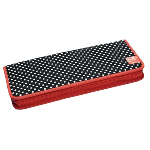 Prym Gepunktetes Stricknadel-Etui rotem Rand, Schwarz/Weiß, aus Polyester