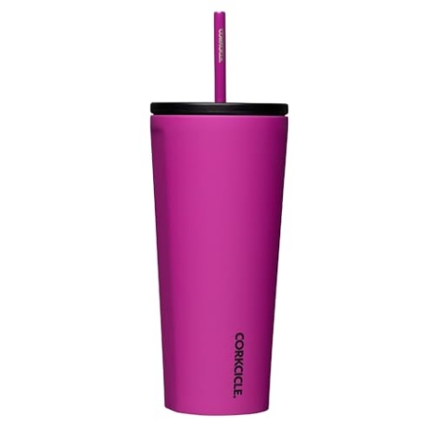 Corkcicle Kalter Becher mit Strohhalm, 710 ml, Fuchsia, Uni
