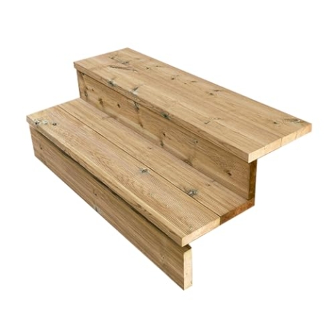 Außentreppe Holz, 2 bis 7 Stufen, fertiges Set, Gartentreppe aus Holz, für Garten, Balkon und Terrasse (2 Stufen mit Setzstufen, 100 cm)