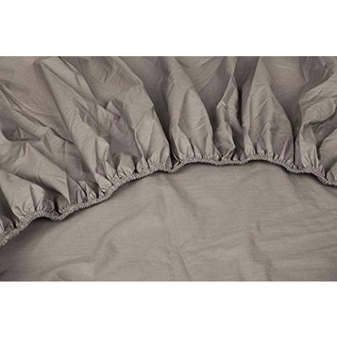 Kayori Shizu Perkal Spannbettlaken 40cm Steg Größe 180-200x200-220cm Farbe Taupe Uni Einfarbig Topper Baumwolllaken Betttuch Percale-Baumwolle Spannbetttuch Boxspringbett