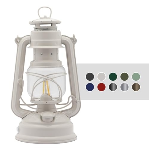 Feuerhand LED Laterne Baby Special 276 - stufenlos dimmbare Laterne für Wohnzimmer, Balkon oder Terrasse - mit warmweißem Licht, Akku- und Batteriebetrieb - Softbeige