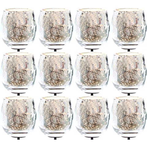 12x Teelichthalter Glas für Adventskranz 6cm bauchig Silber Teelichtgläser klein Kerzenhalter Glas Kerzenpicks für Teelichter Weihnachtskranz 3X 4er Glas Teelicht Gesteck Weihnachten Dekoration Xmas