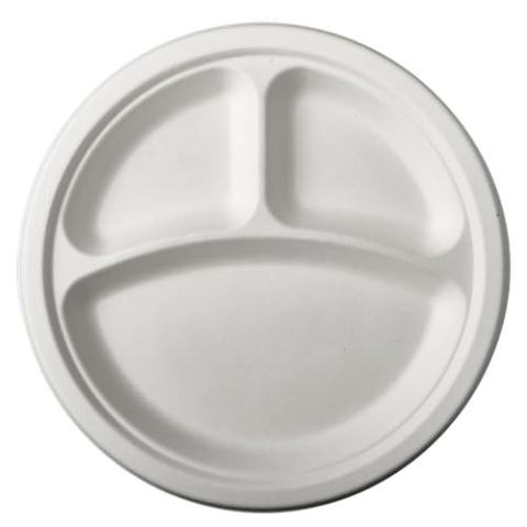 PAPSTAR 144 Teller, Zuckerrohr Pure 3-geteilt Ø 23x2cm (84583)