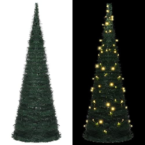 vidaXL Künstlicher Pop Up Weihnachtsbaum mit LED Tannenbaum Christbaum Dekobaum Kunstbaum Weihnachten Dekoration Weihnachtsdeko Grün 180cm