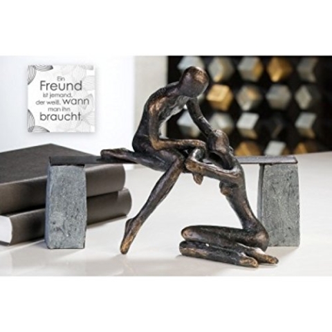 Casablanca Skulptur Figur Freundschaft Poly - bronzefarben - Höhe 21,5 cm Breite 28 cm