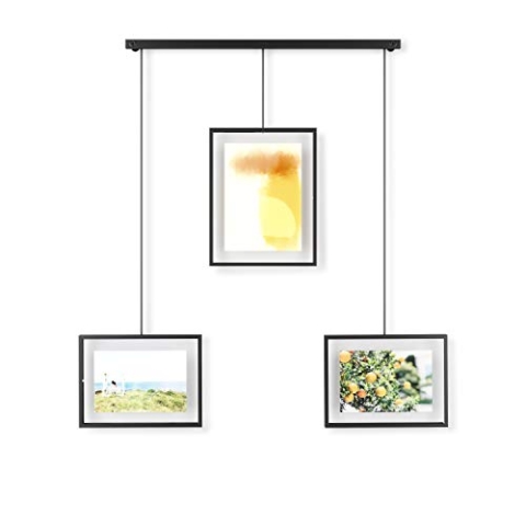 Umbra Exhibit Foto Collage Bilderrahmen – Flexibles Bilderrahmen-Set zur Horizontalen und Diagonalen Anbringung für 3 Photos, Kunstdrucke, Bilder, 10 x 15 und 13 x 18 cm, Schwarz