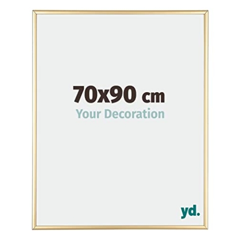 yd. Your Decoration - Bilderrahmen 70x90 cm - Gold - Bilderrahmen aus Aluminium mit Acrylglas - Antireflex - 70x90 Rahmen - Kent