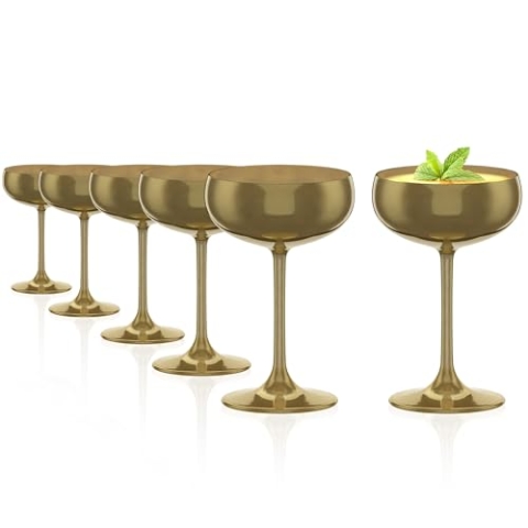 Stölzle Lausitz Elements Sektschalen Gold 6er-Set 230 ml – Stilvolle Gläser ideal für Sekt & Champagner – Goldfarbene Sektgläser aus bleifreiem Kristallglas – Spülmaschinengeeignet & stoßfest