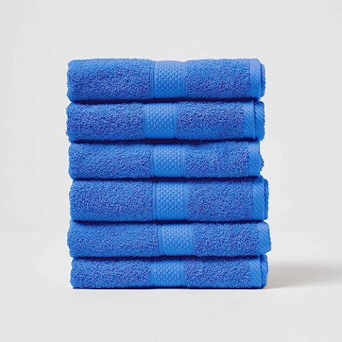 Homescapes 6er Set Flauschiges Premium Frottee Handtuch ca. 50 x 90 cm aus 100% Türkischer Baumwolle, Blau