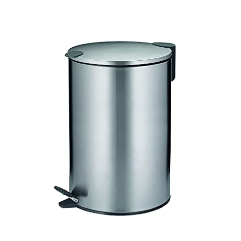kela 10643 Treteimer mit Inneneimer 12 l, Geräuschloses Schließen, Metall, Mats, Silber matt