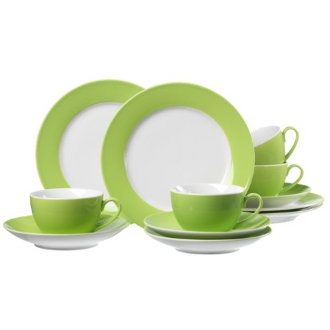 Ritzenhoff & Breker Kaffeeservice Doppio, 12-teilig, Porzellangeschirr, Grün