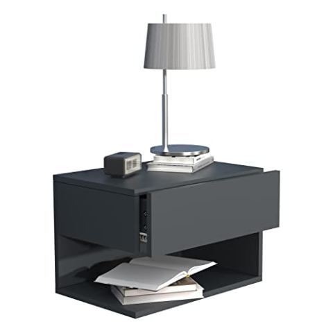 VCM Nachtschrank | Wandschublade | Wandboard | Nachttisch | Maße ca. H. 30 x B. 45 x T. 32 cm - Usal XL 45 cm Anthrazit