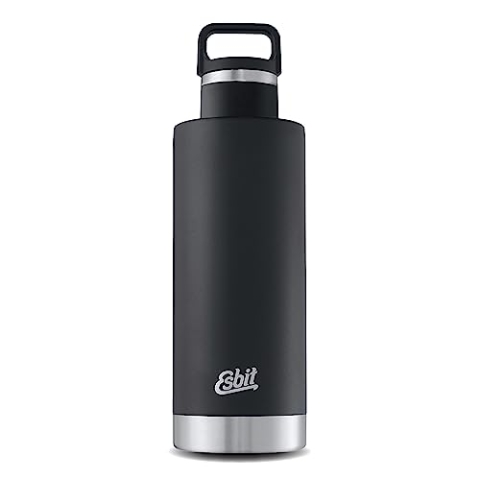 Esbit Isolierflasche Sculptor - Edelstahl Trinkflasche 1000 ml in Schwarz - für warme und kalte Getränke