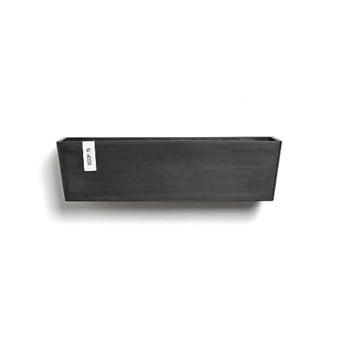 Ecopots Blumentopf Manhattan Dunkel Grau - 55 x 17 cm rechteckig groß - mit Bewässerung - Pflanzentopf aus Recycling Kunststoff - Übertopf modern für Indoor und Outdoor