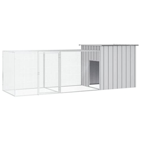 vidaXL Hühnerkäfig Grau 300x91x100cm Verzinkter Stahl Hühnerstall Hühnergehege