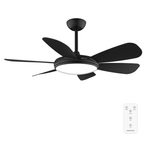 Cecotec - Deckenventilatoren mit Licht EnergySilence Aero 5200 Black Pro, 36 W mit DC-Motor und 52 Zoll, LED-Licht, Fernbedienung, Timer, 6 Klingen und Wintersommermodus