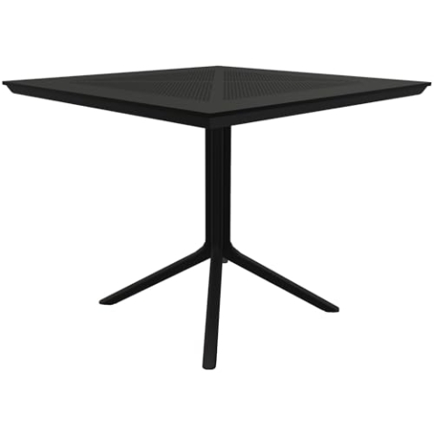 CLP Tisch Lenval 80 x 80 cm | Wetterfester Gartentisch mit UV-beständiger Oberfläche | Eckiger Balkontisch aus Polypropylen, Farbe:schwarz