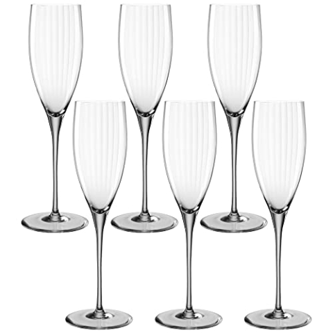 Leonardo Poesia Sektglas 6er Set, spülmaschinengeeignetes Champagnerglas, Höhe 25 cm, 250 ml, grau, 022381