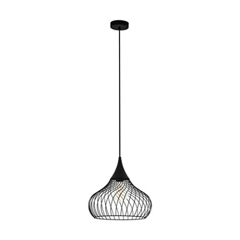 EGLO Pendelleuchte Staverton, 1 flammige Hängelampe Vintage, Industrial, Retro, Hängeleuchte aus Stahl, Esstischlampe, Wohnzimmerlampe hängend in Schwarz, E27 Fassung