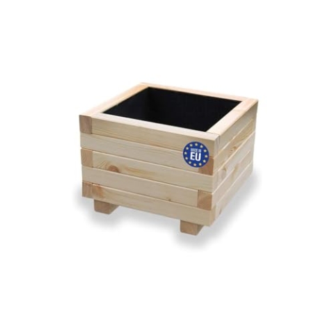 Alfalux Blumenkasten Pflanzkasten Aus Holz Pflanzkübel Balkonkasten Pflanzgefäß Garten Balkon Terrasse AB40KAN4030 40 x 40 x 30H cm - mit 1 x Wasserablauf
