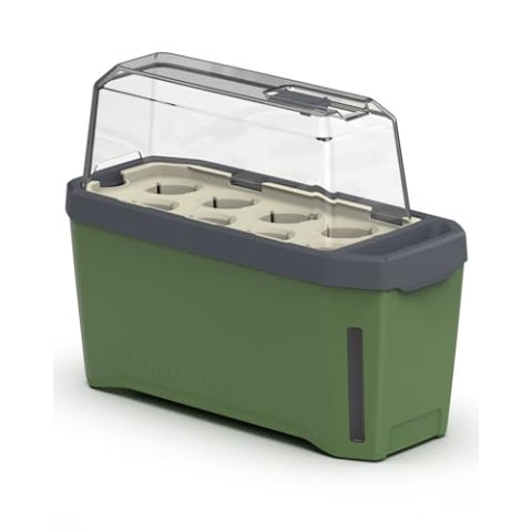 GUSTA GARDEN Harry Herbs 4in1 Kräutertopf Dunkelgrün - Pflanzentopf - Abnehmbare Anzuchthaube & Bewässerungssystem - 0,5L Wassertank & 5L Erdvolumen