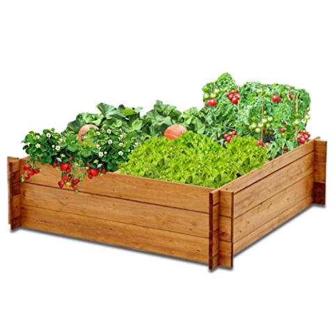 RIGA Hochbeet Holz Frühbeet - Starterset für den Garten - Pflanztrog, Bausatz für Gemüse, Kräuter Garten Terrasse