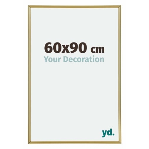 yd. Your Decoration - Bilderrahmen 60x90 cm - Gold - Bilderrahmen aus Kunststoff mit Acrylglas - Antireflex - Rahmen 60x90 cm - Annecy