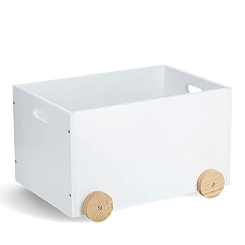 Zeller 13508 Kinder-Spielzeugkiste mit Rollen, MDF/Kiefer, weiß, ca. 50 x 36 x 30 cm