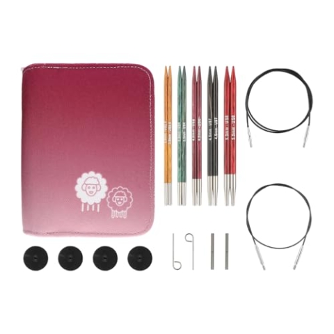 KnitPro Dreamz austauschbares Nadelset – 5 Paar 13 cm Rundstricknadeln mit Zubehör, Starter-Set, für Anfänger, Profis und Geschenkset