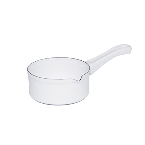 Riess, 0034-033, Babystielkasserolle 14 cm, CLASSIC- WEISS, Inhalt 0.75 Liter, Emaille, weiss, Induktion