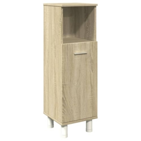 vidaXL Badschrank, Badezimmerschrank mit Stauraum Tür, Beistellschrank für Badezimmer, Hochschrank Badmöbel, Sonoma-Eiche Holzwerkstoff
