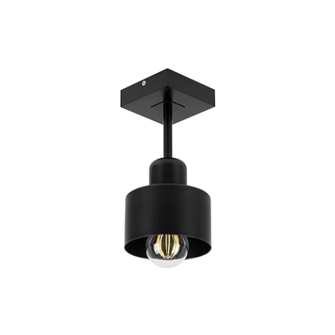 alfalux Deckenlampe Mit 1 Lampenschirmen LED Holz-Metall-Deckenleuchte Leuchte Lampe Wohnzimmerlampe Schlafzimmerlampe Deckenspot Wohnzimmer Schlafzimmer Küche Deckenleuchten SC10x10SC (SCHWARZ)