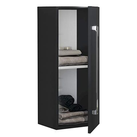 VCM Holz Badmöbel Wandregal Midischrank Badregal Badschrank Badezimmer Badinos D Schwarz