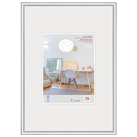 walther design Bilderrahmen silber Posterformat mit Kunstglas, New Lifestyle Kunststoffrahmen KVX691S