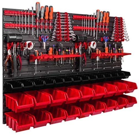 botle Lagersystem Wandregal 1152 x 780 mm, Werkzeughalterungen, Stapelboxen Schüttenregal Sichtlagerkästen, Extra Starke Wandplatten, Regal Erweiterbar (ITBNN600x4-U2020-MIX15)