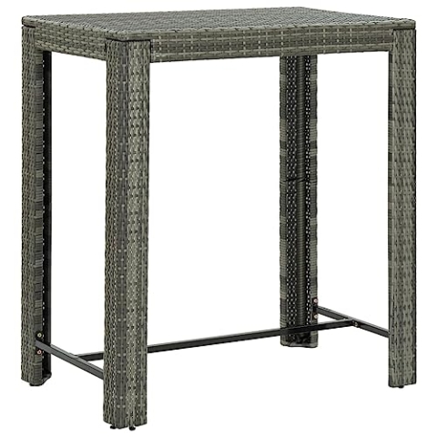 vidaXL Garten Bartisch Gartentisch Stehtisch Bistrotisch Partytisch Balkontisch Terrassentisch Gartenmöbel Grau 100x60,5x110,5cm Poly Rattan