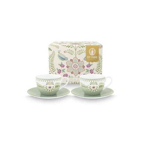 Pip Studio Lily&Lotus Light Green Tasse mit Untertasse 280ml Set2