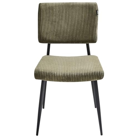Esszimmerstuhl 2er Set Cord oliv grün gepolstert mit Eisenbeinen Sturgis