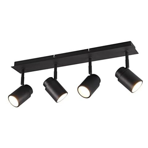 Trio Leuchten Bad Deckenleuchte Angelo 880400432, Metall Schwarz matt, exklusiv Leuchtmittel 4x GU10