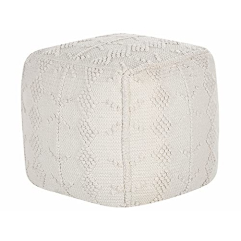 Beliani Pouf Baumwolle weiß 40x40x40 cm Sitzkissen Bodenkissen im Boho Stil Warangal