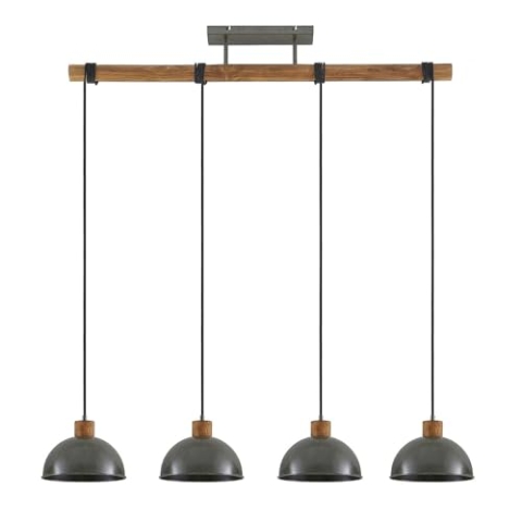 Lindby Pendelleuchte Durbis (Retro, Vintage Antik) aus Holz (4 flammig E27) - Hängeleuchte Esstischlampe Hängelampe Wohnzimmerleuchte