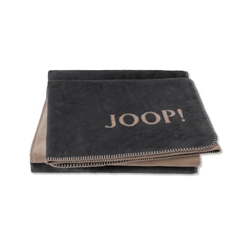 Joop! Wohndecken Uni-Doubleface Anthrazit-Karamell 150x200 cm