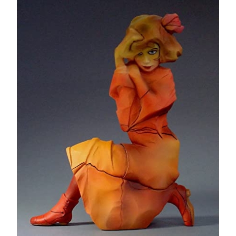 Kniendes Mädchen in orange-rotem Kleid SCHIELE Skulptur Parastone Museum SCH02