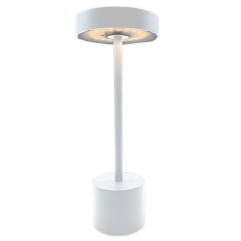Tischleuchte, kabellos, Aluminium, weiß, matt, Roby White, Höhe 30 cm