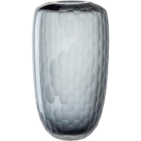 Leonardo Bellagio Dekovase - Vase aus hochwertigem Glas mit Struktur außen - Handarbeit - Höhe 37 cm, Durchmesser 20 cm - Anthrazit, 036449
