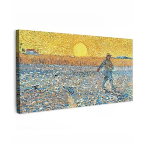 MuchoWow Leinwand Bilder, Einzigartige Wanddeko mit Rahmen, Der Sämann - Vincent van Gogh, Wandbilder Wohnzimmer, Deko Schlafzimmer 80x40 cm
