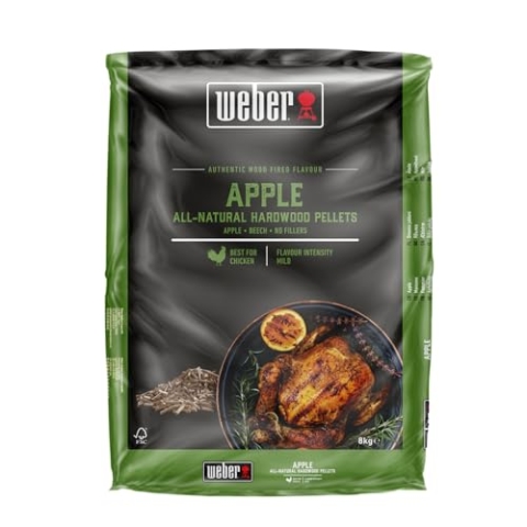 Weber Holzpellets - Apfelholz (8kg), perfekt zum Räuchern von Geflügel, 100% natürliche Holzpellets, passend für alle Pellet Grills (3401055)