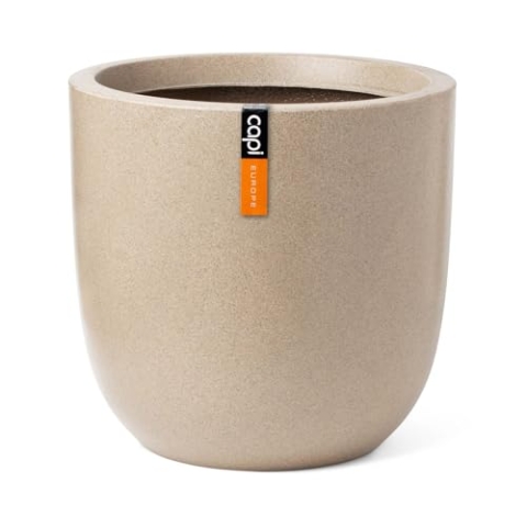 Capi Europe - Blumentopf Kugel Waste Smooth NL - 43x41 - Terrazzo beige - Öffnung Ø35 - Blumentopf für den Innen- und Außeneinsatz - Bruchsicher - 100% recycelbar - KTB933