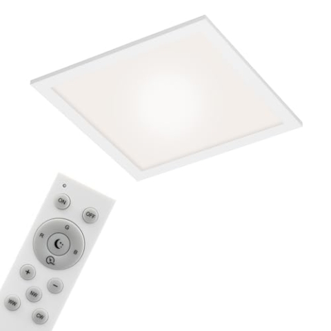 BRILONER Leuchten - LED Panel, WiFi Deckenleuchte dimmbar, RGB, App-Steuerung, inkl. Fernbedienung, Timerfunktion, Memoryfunktion, 18 Watt, 1.700 Lumen, Weiß, 295x295x61mm