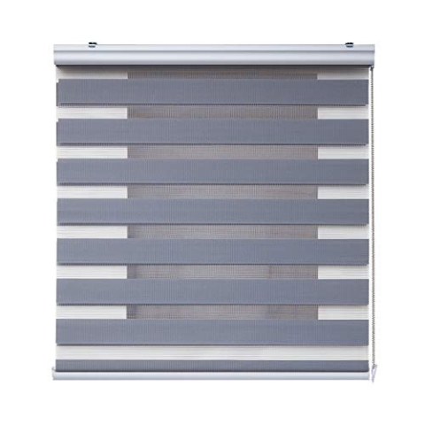 Doppelrollo Premium mit Galerie und Aluminium-Kettenzug Höchste Qualität, Rollos für Fenster mit Bohren Fenster rollos für innen STORESDECO Duo Rollo Silber 160x250 cm (BxH)